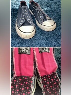 Navy / Pink Hearts Inside Converse and Pink Laces
